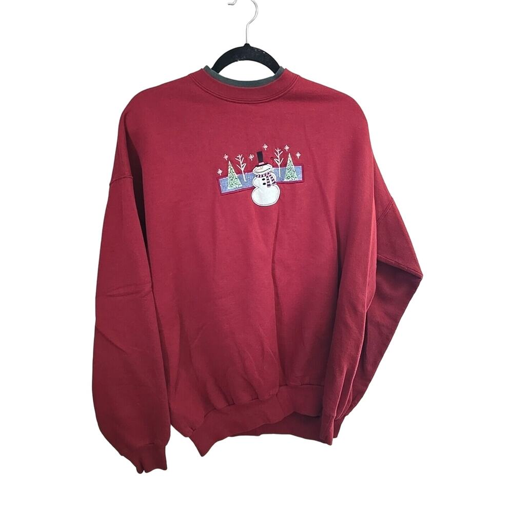 VTG M&C Sportswear Red Ugly Christmas Snowman Pullover Sweatshirt Womans Size 1X